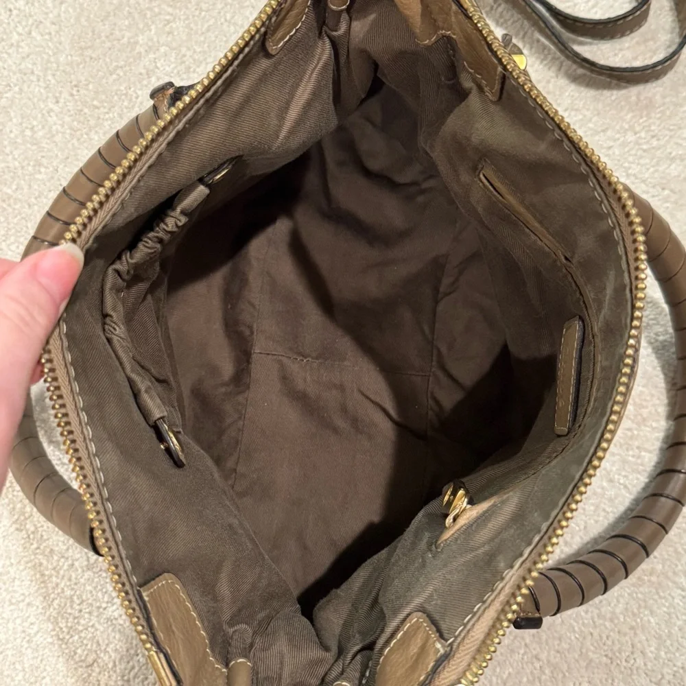 Chloe Medium Marcie double carry handbag purse in nut leather brown taupe - Picture 10 of 17